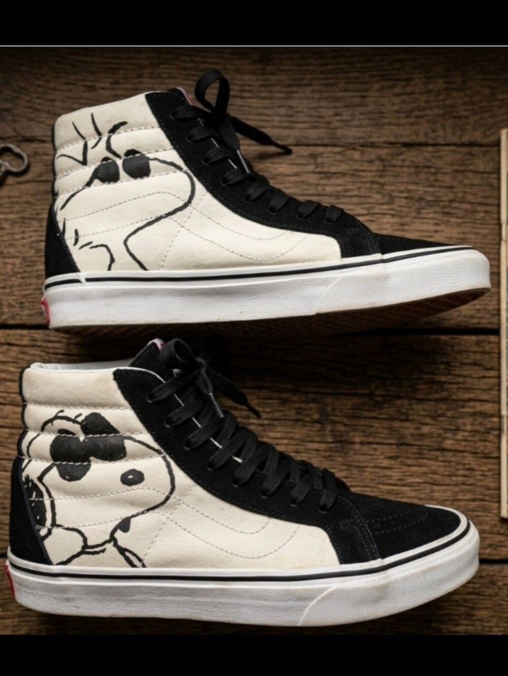 Vans Black and White High-Top Sneakers with Character Art Men 7.5 Women 9